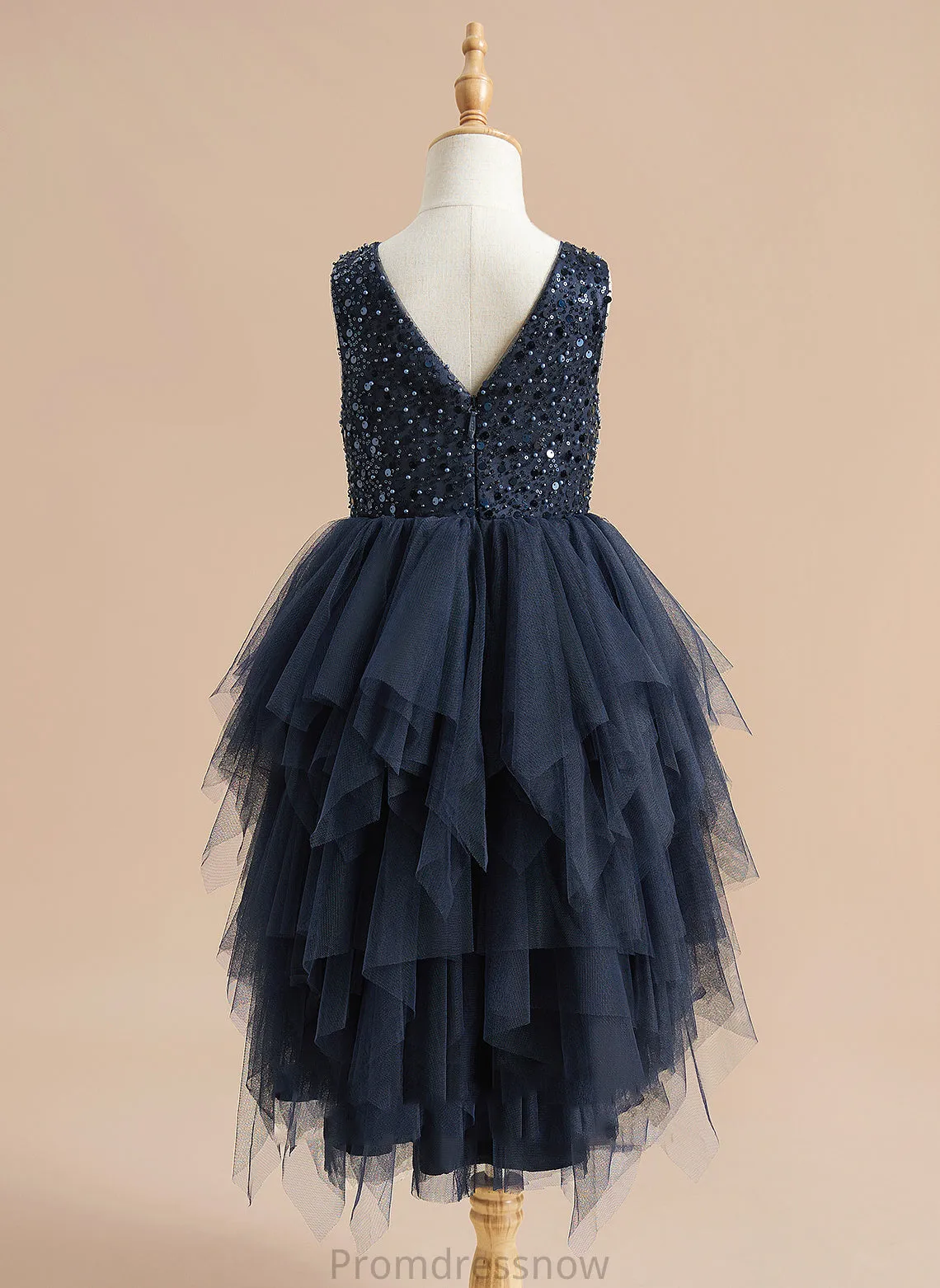 - Neck Flower Scoop Ball-Gown/Princess Dress Sleeveless Flower Girl Dresses Girl Tulle Tea-length With Maliyah Beading/Sequins/Bow(s)