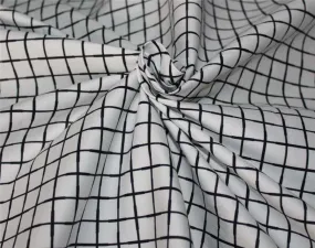 100% cotton lycra twill 60mm black and white colour plaids 58" wide [9430]