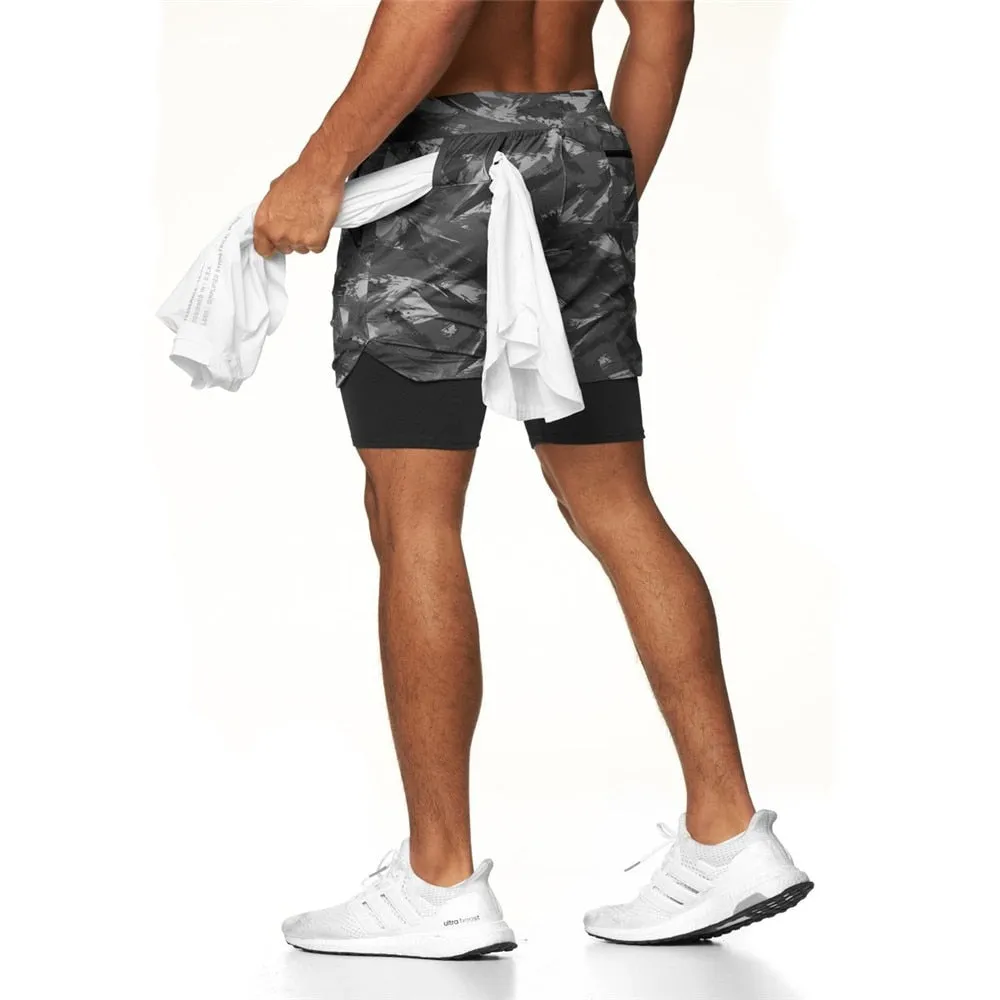 2 in 1 Running Shorts Jogging Gym Fitness Double layer Short
