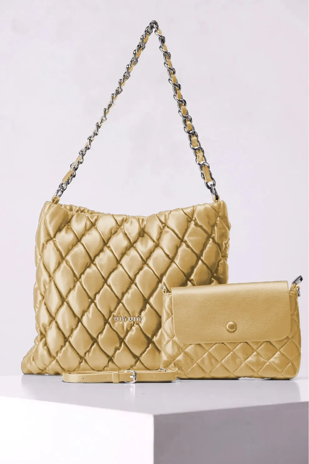 2 Pcs Premium Leather Rhomboids Shoulder Tote Bag