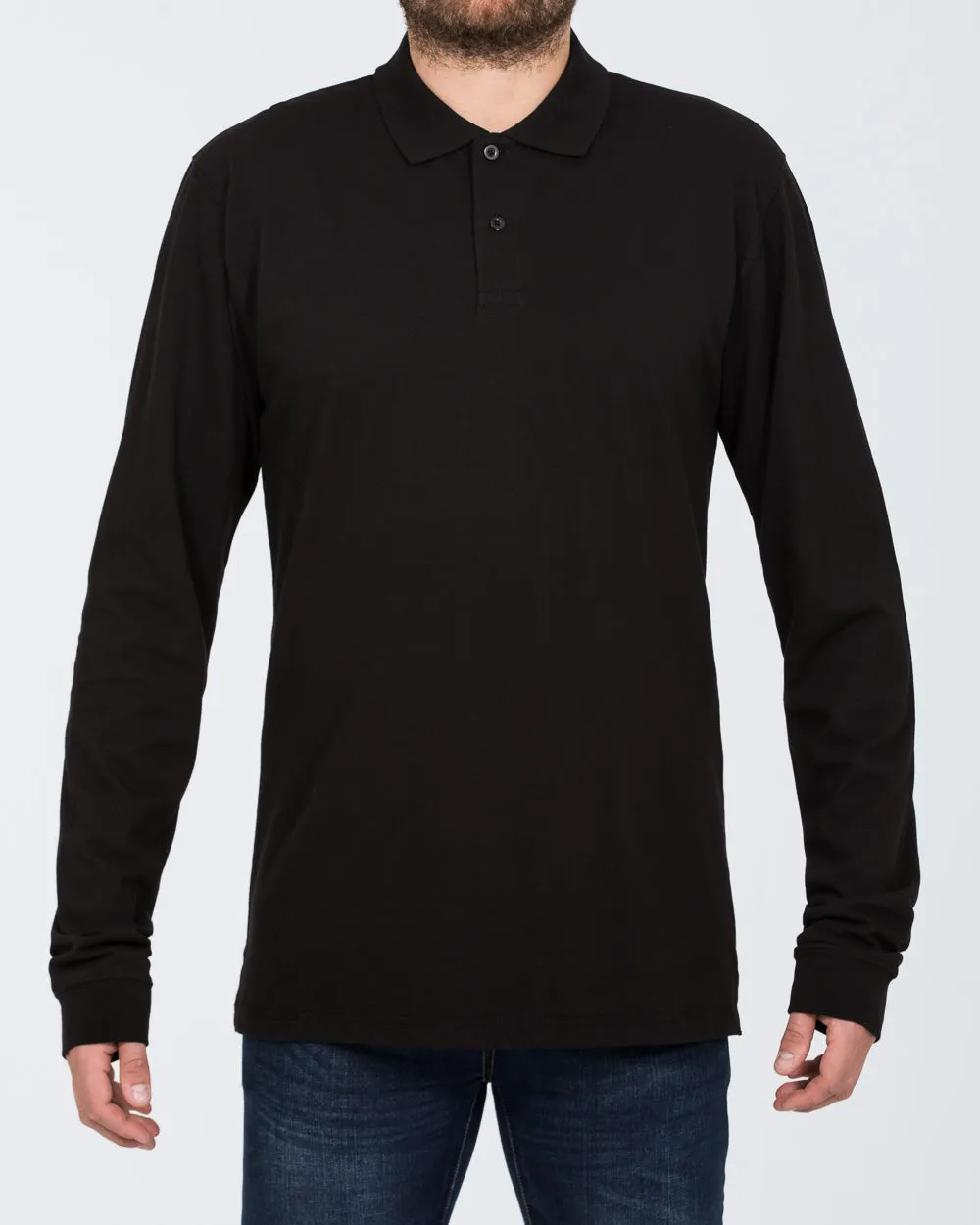 2t Regular Fit Tall Long Sleeve Polo Shirt (black)
