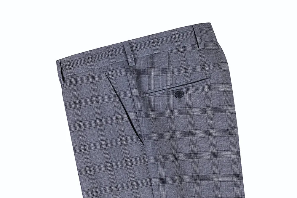 3 Piece Suit 2 Buttons Gray Glen Plaid Regular Fit