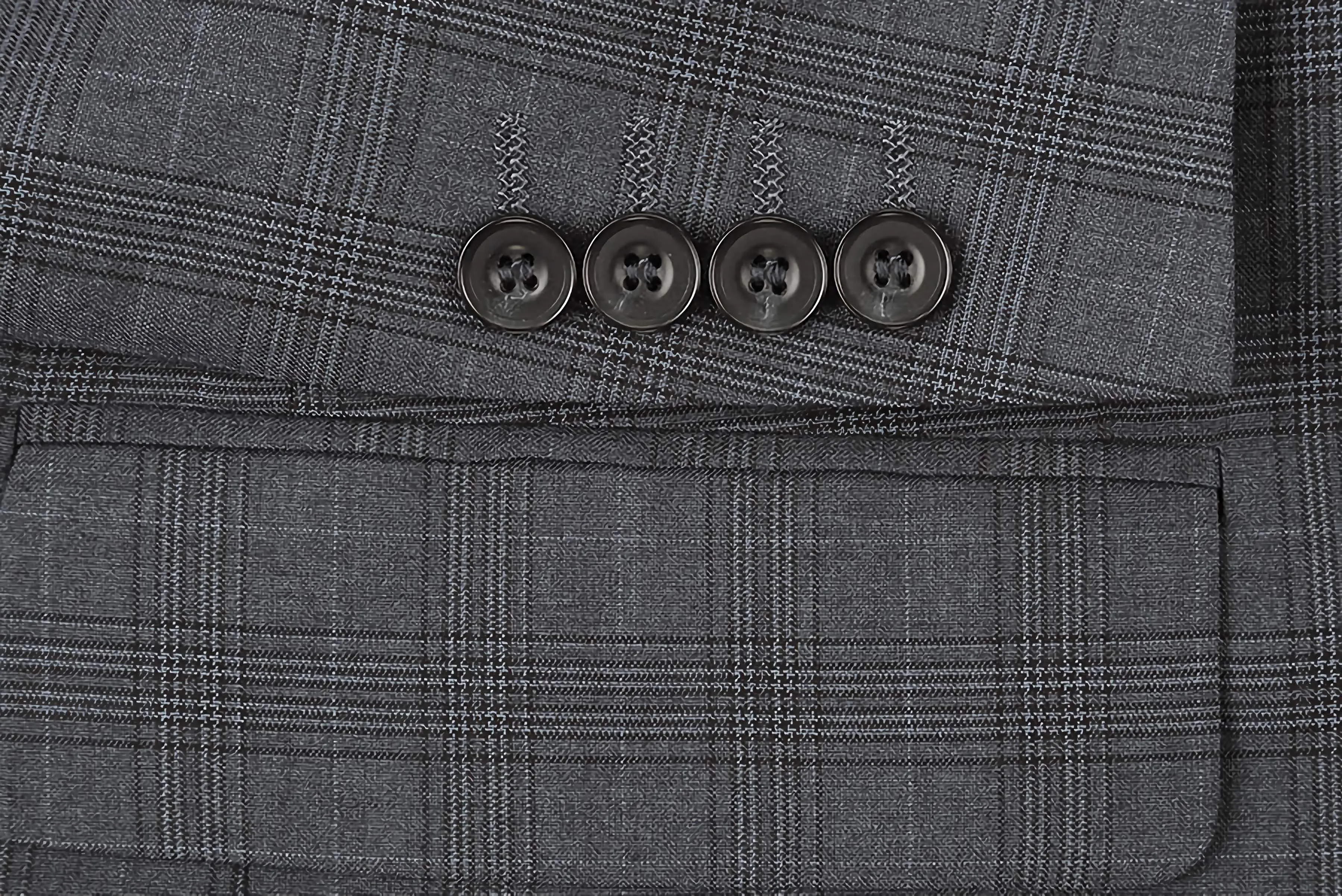 3 Piece Suit 2 Buttons Gray Glen Plaid Regular Fit
