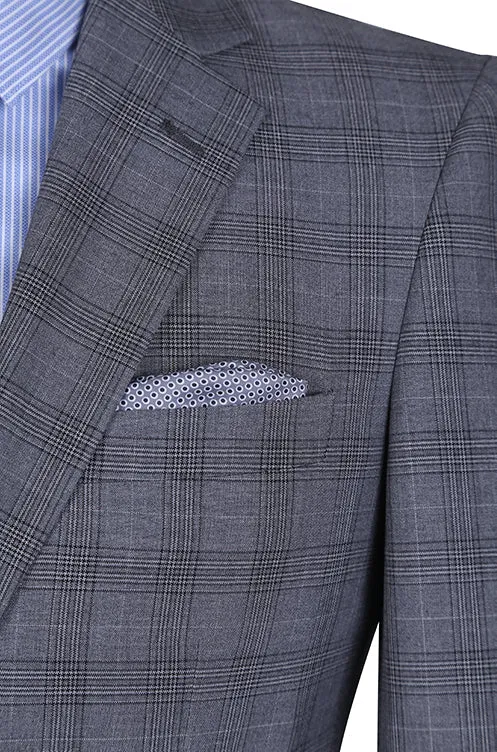 3 Piece Suit 2 Buttons Gray Glen Plaid Regular Fit