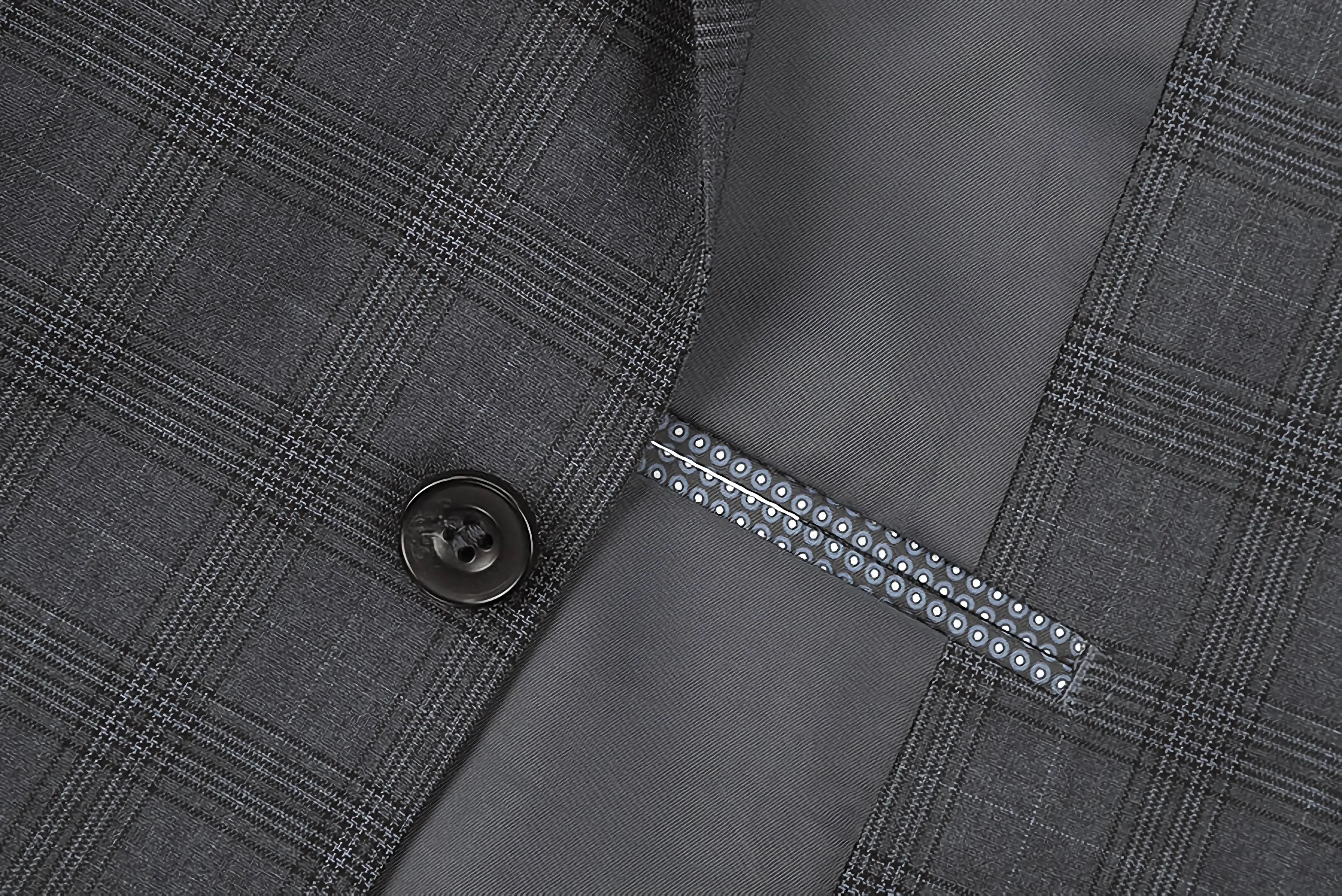 3 Piece Suit 2 Buttons Gray Glen Plaid Regular Fit