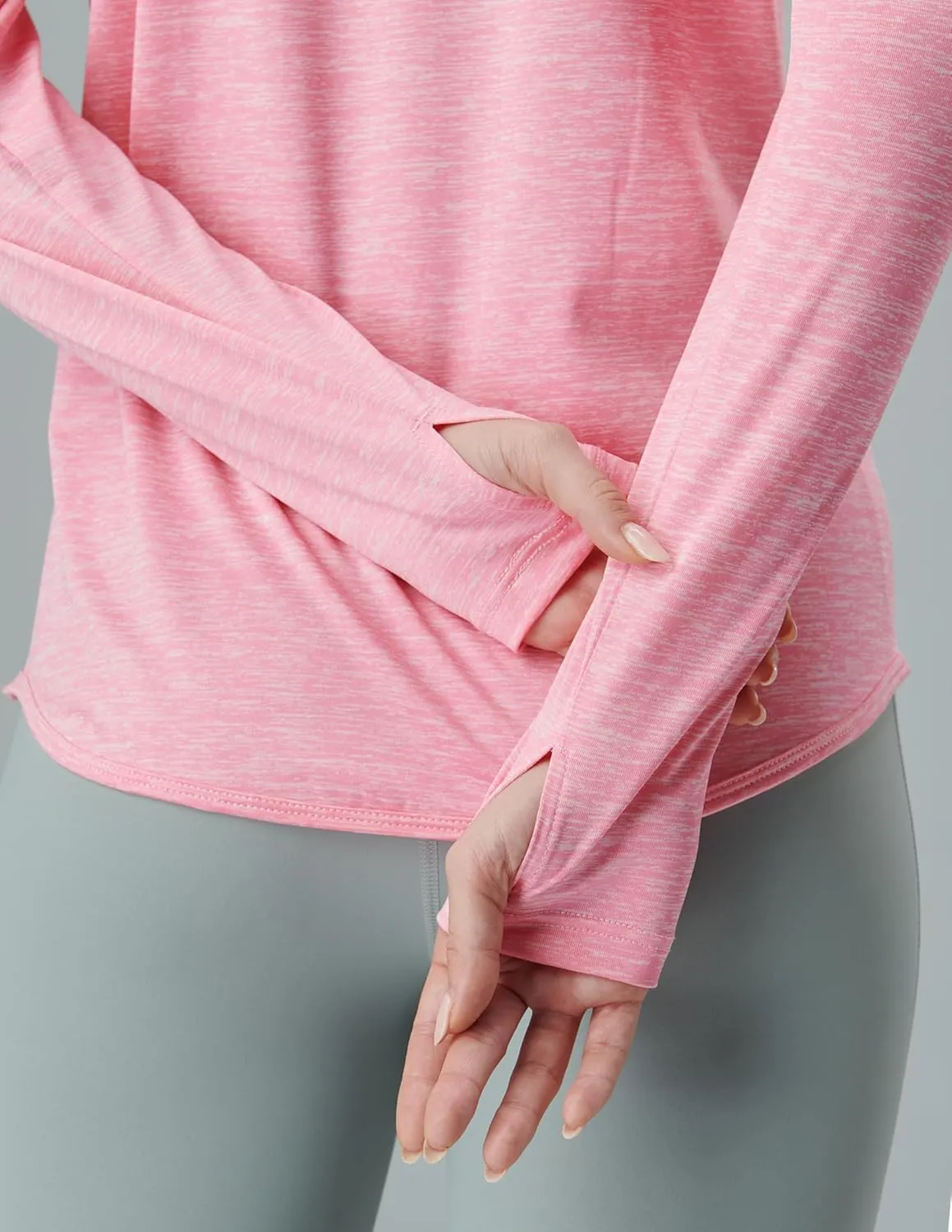 4-Pack: Womens Long Sleeve Athletic Tops with Thumb Holes – Dry Fit Active Crewneck Workout Tees