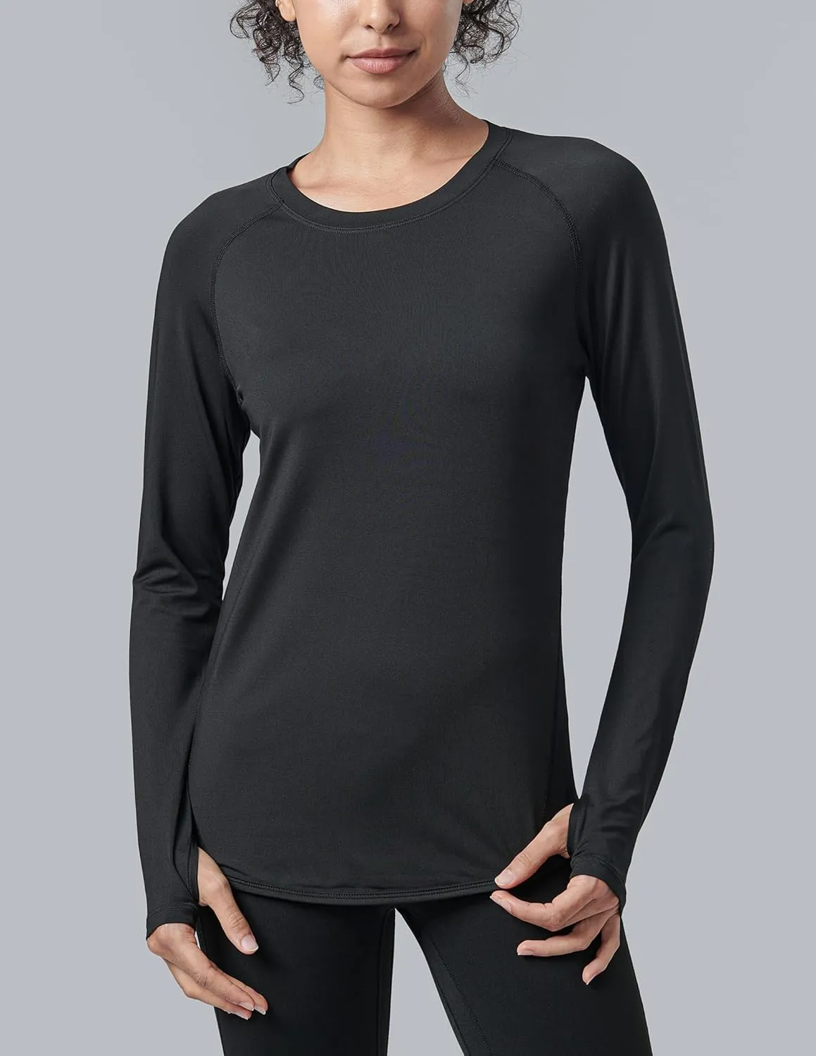4-Pack: Womens Long Sleeve Athletic Tops with Thumb Holes – Dry Fit Active Crewneck Workout Tees