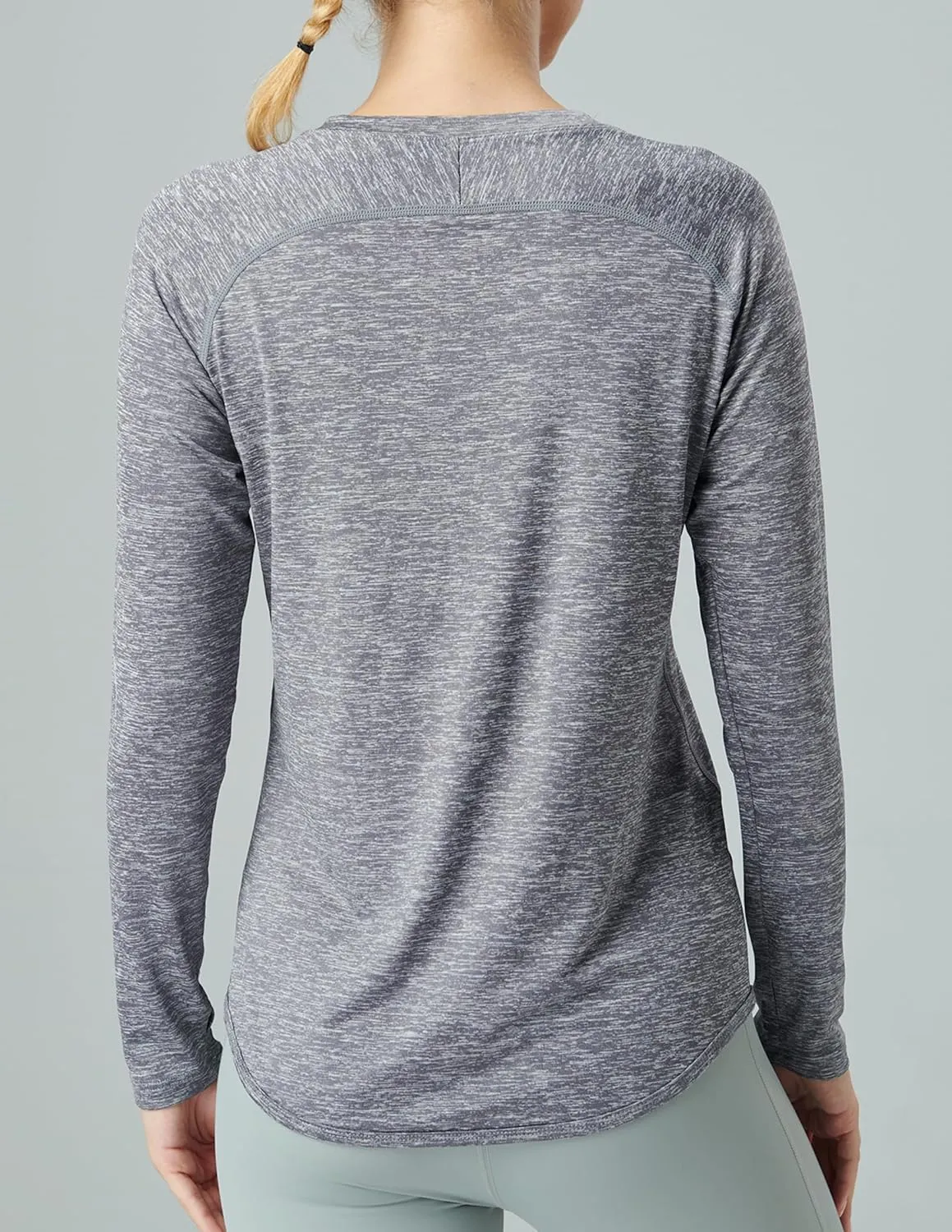 4-Pack: Womens Long Sleeve Athletic Tops with Thumb Holes – Dry Fit Active Crewneck Workout Tees