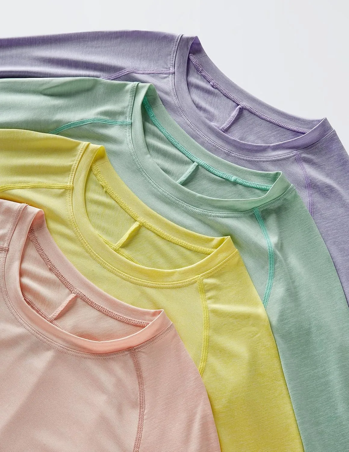 4-Pack: Womens Long Sleeve Athletic Tops with Thumb Holes – Dry Fit Active Crewneck Workout Tees