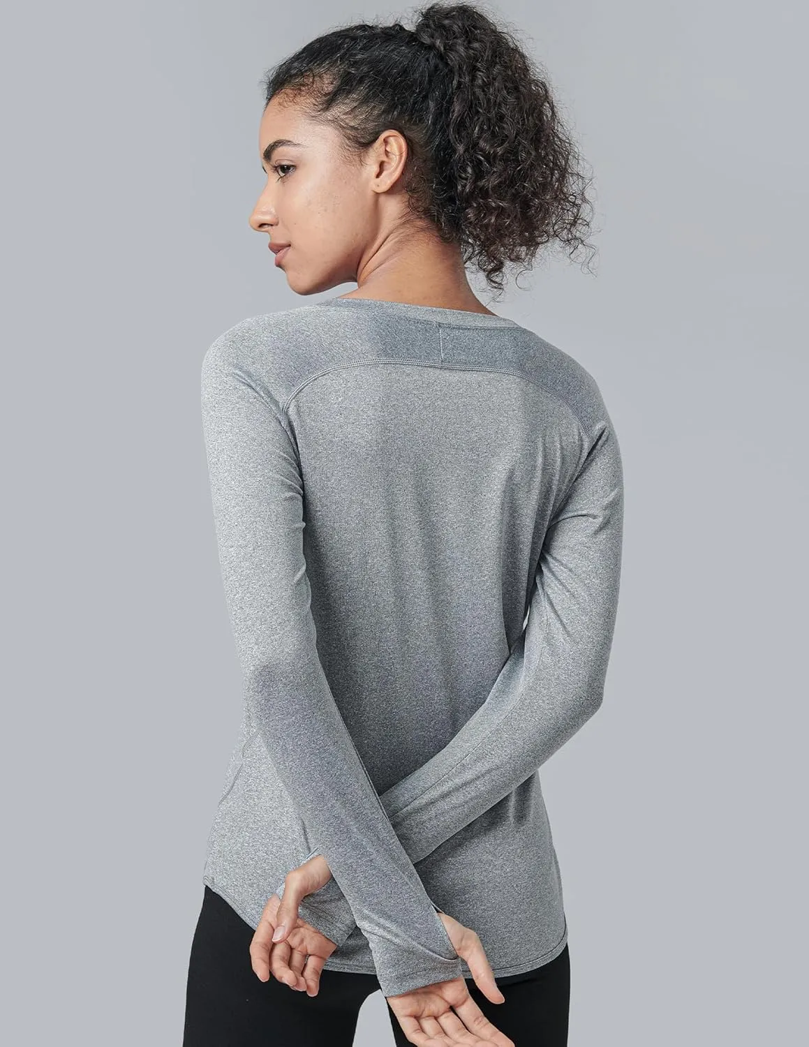4-Pack: Womens Long Sleeve Athletic Tops with Thumb Holes – Dry Fit Active Crewneck Workout Tees