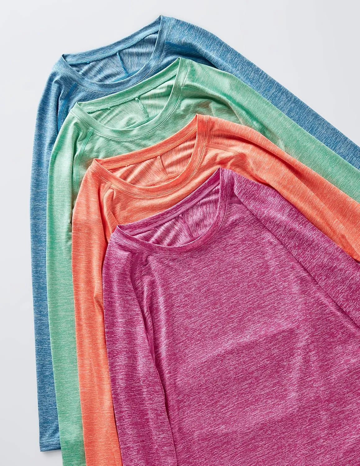4-Pack: Womens Long Sleeve Athletic Tops with Thumb Holes – Dry Fit Active Crewneck Workout Tees