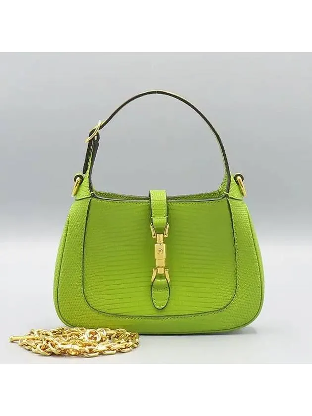 675799 Lime lizard leather Jackie mini tote bag shoulder strap