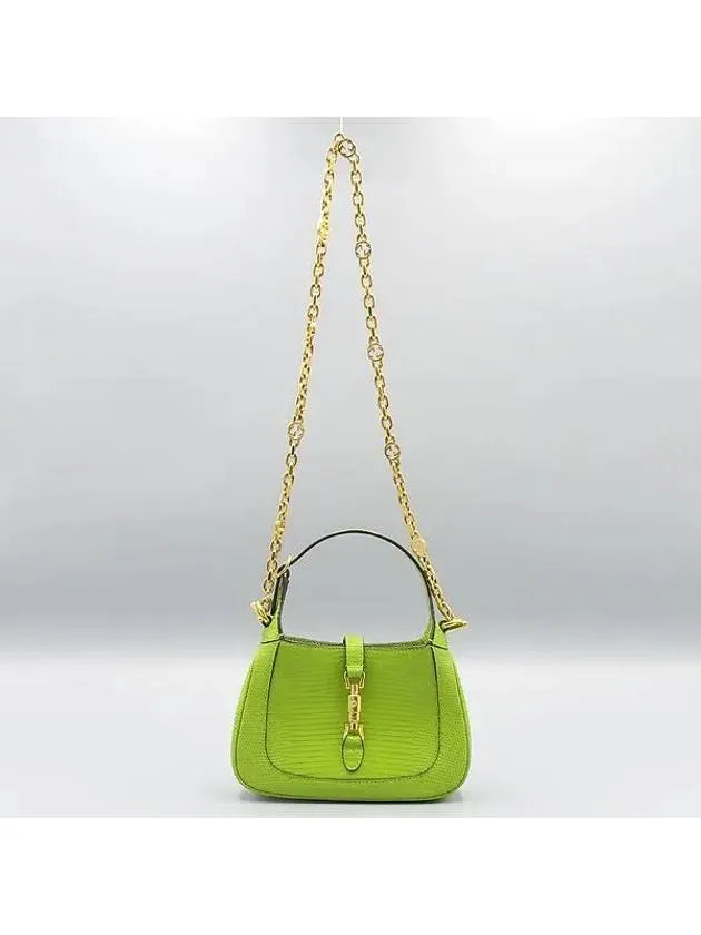 675799 Lime lizard leather Jackie mini tote bag shoulder strap