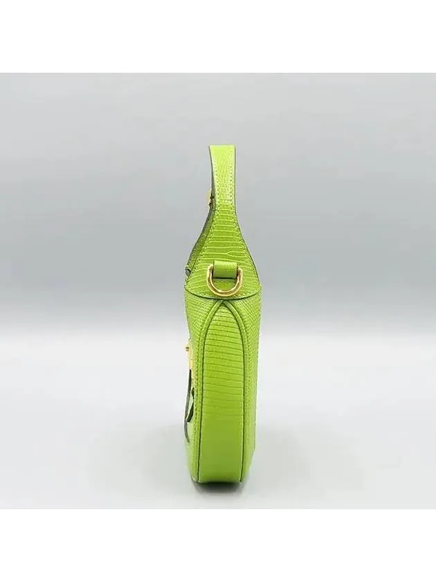 675799 Lime lizard leather Jackie mini tote bag shoulder strap