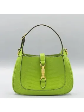 675799 Lime lizard leather Jackie mini tote bag shoulder strap