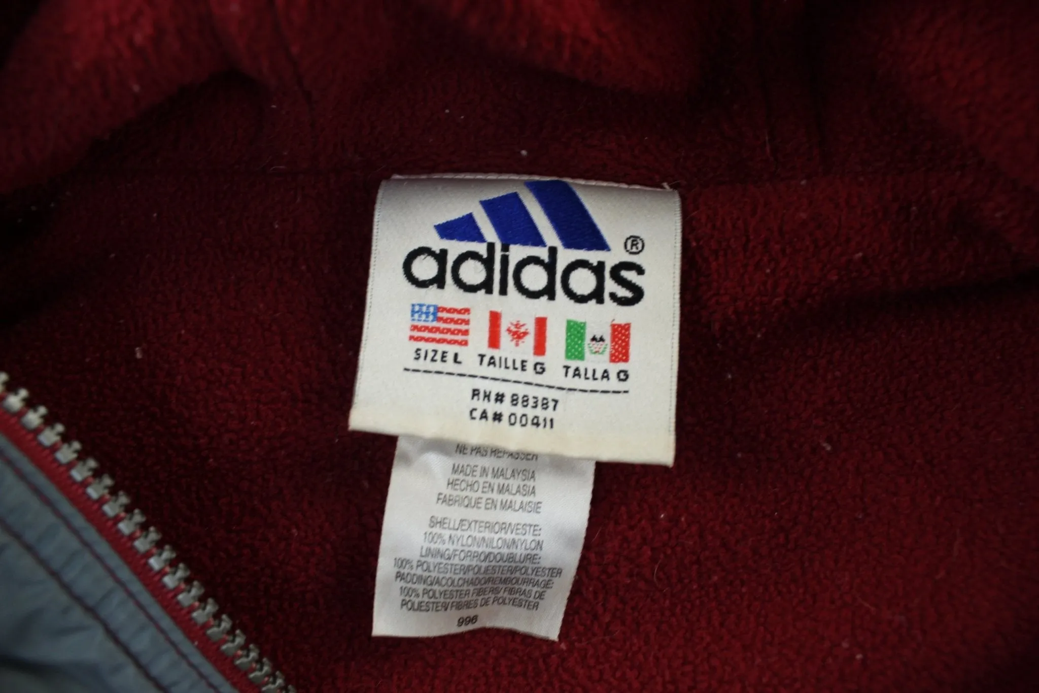 Adidas Embroidered Logo Maroon & Grey Jacket