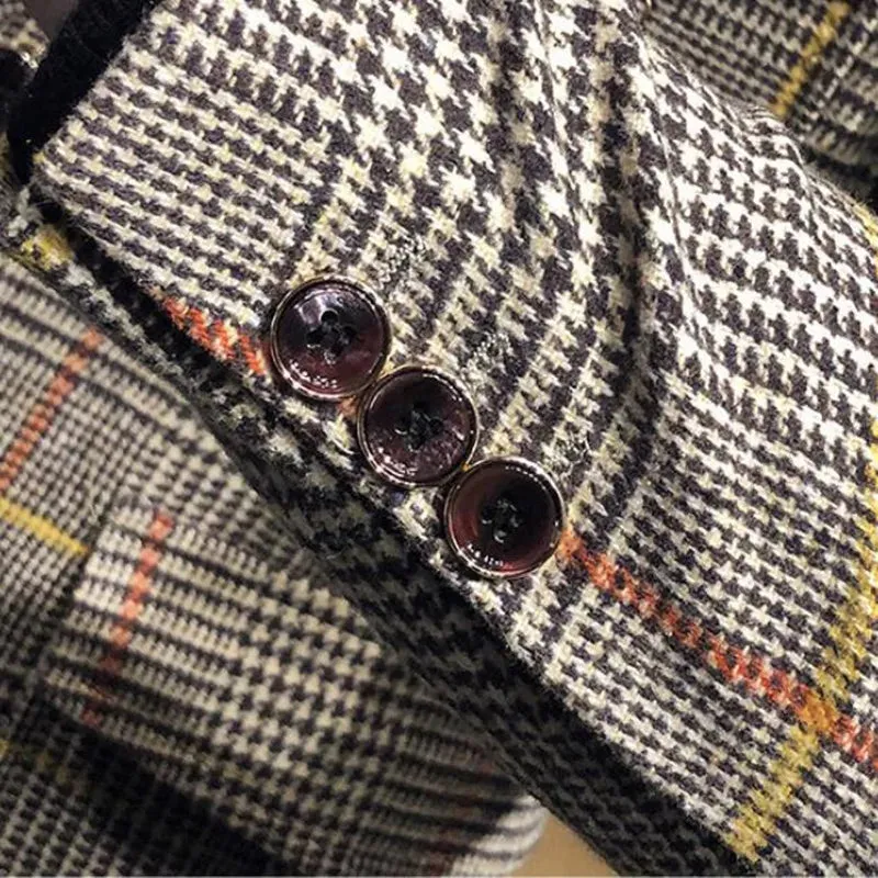 Aidase mens outfits Spring Men Plaid Blazers British Printed Wedding Business Casual Blazer Suit Jacket Male Formal Blazers Plus Size S-3XL
