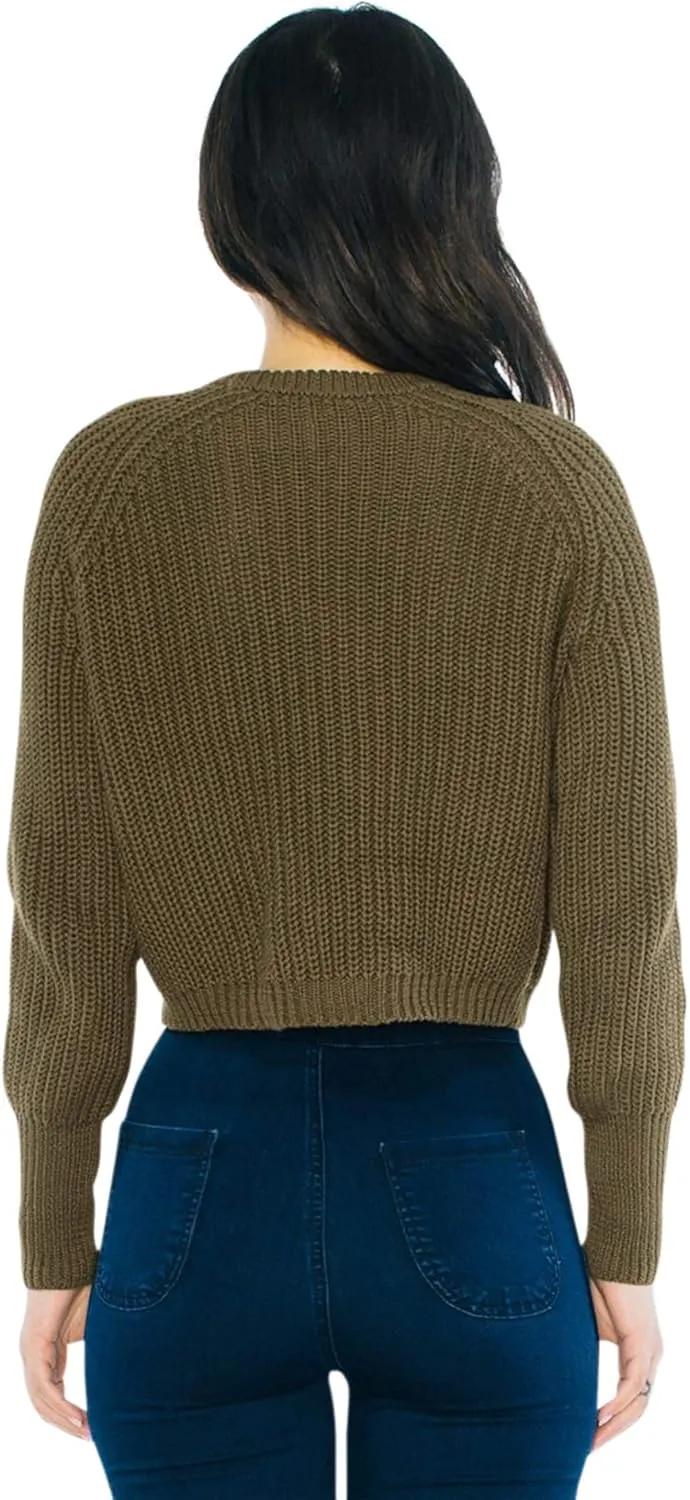 American Apparel Women's Cropped Fisherman Long Sleeve Pullover