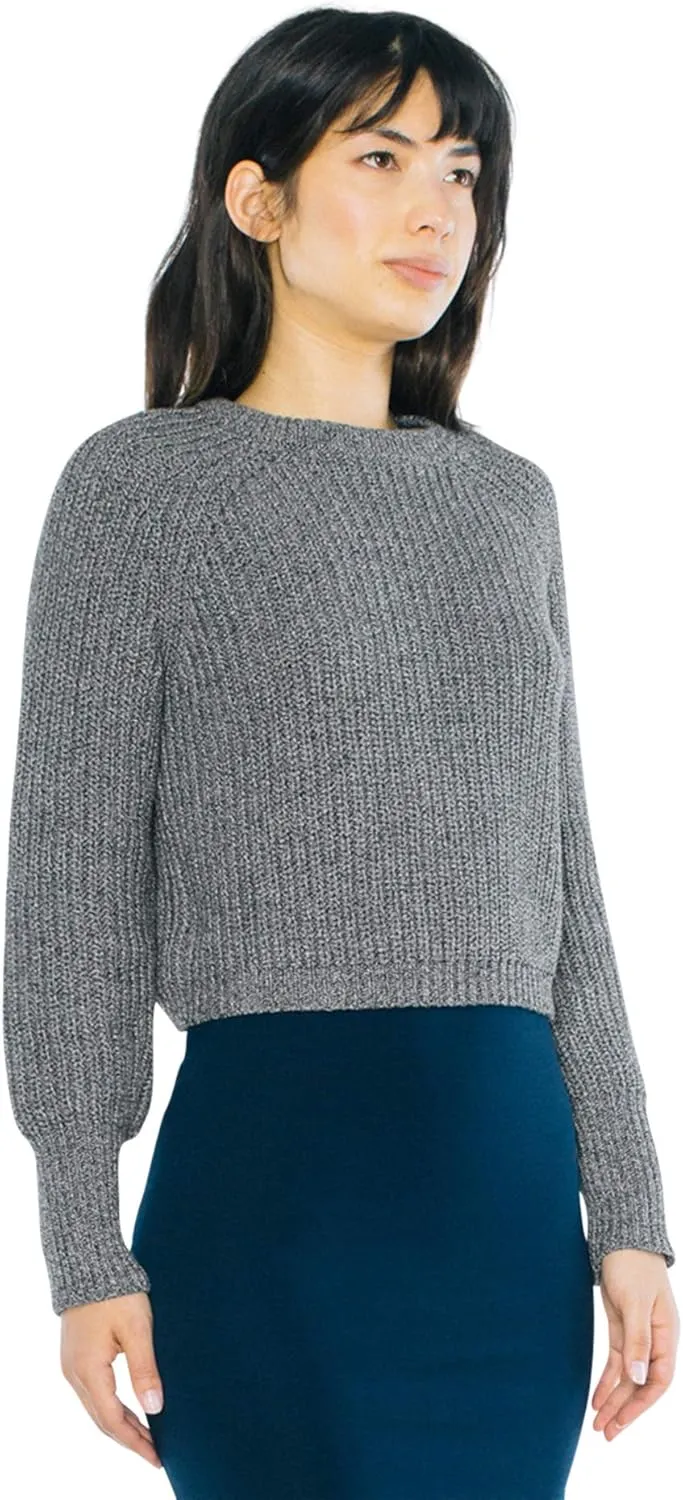 American Apparel Women's Cropped Fisherman Long Sleeve Pullover
