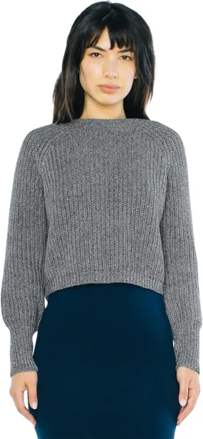 American Apparel Women's Cropped Fisherman Long Sleeve Pullover