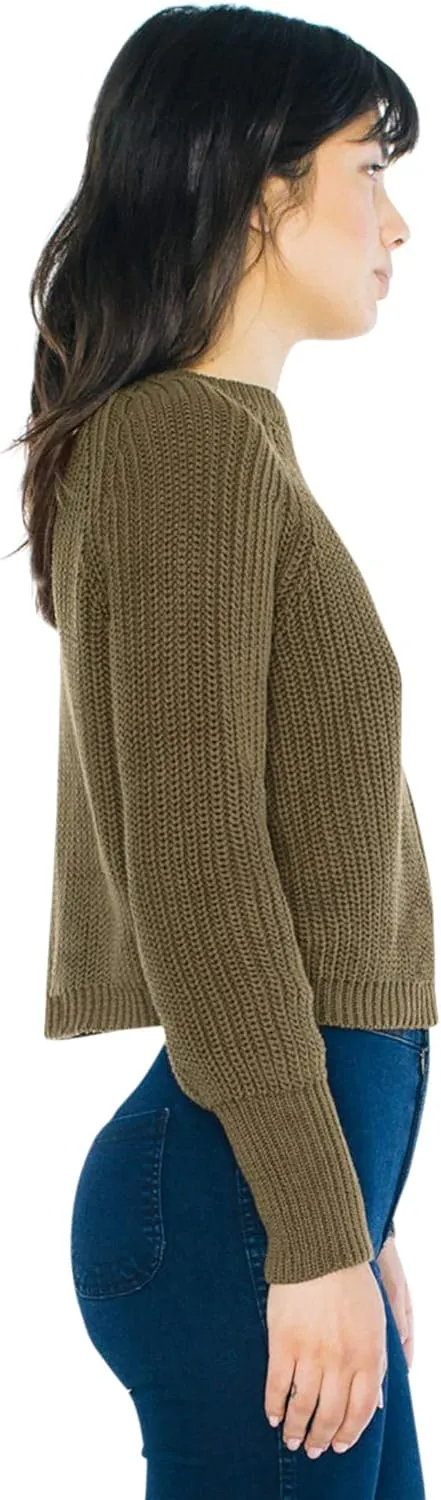 American Apparel Women's Cropped Fisherman Long Sleeve Pullover