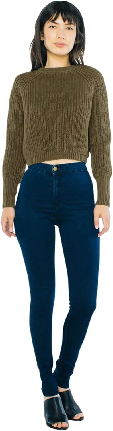 American Apparel Women's Cropped Fisherman Long Sleeve Pullover