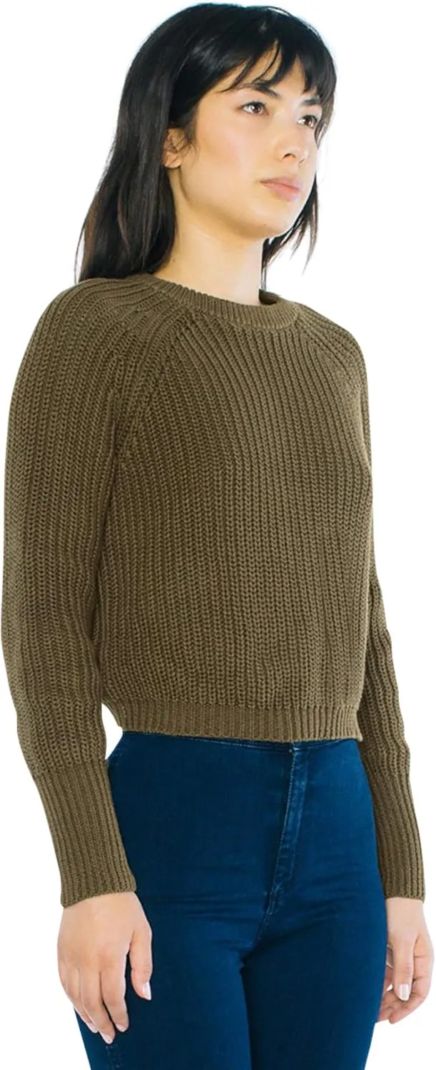 American Apparel Women's Cropped Fisherman Long Sleeve Pullover
