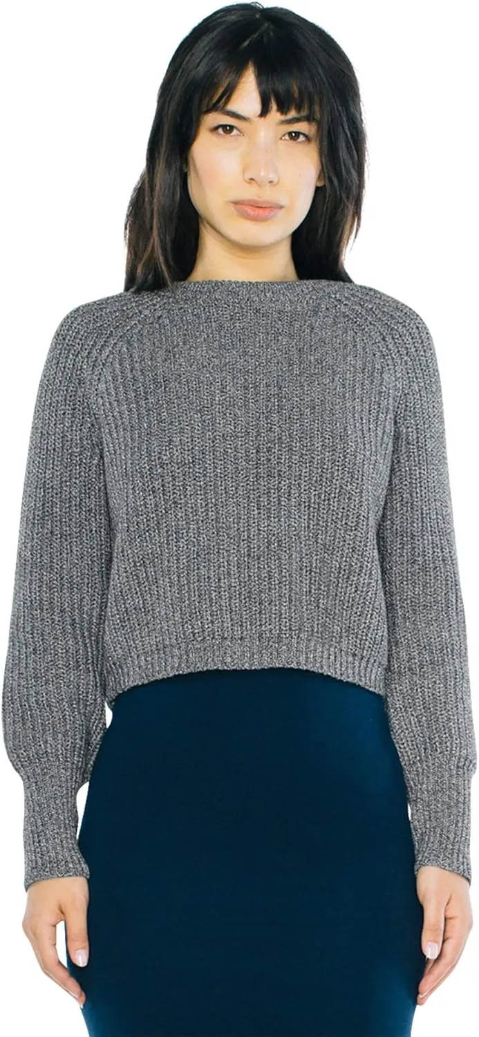 American Apparel Women's Cropped Fisherman Long Sleeve Pullover