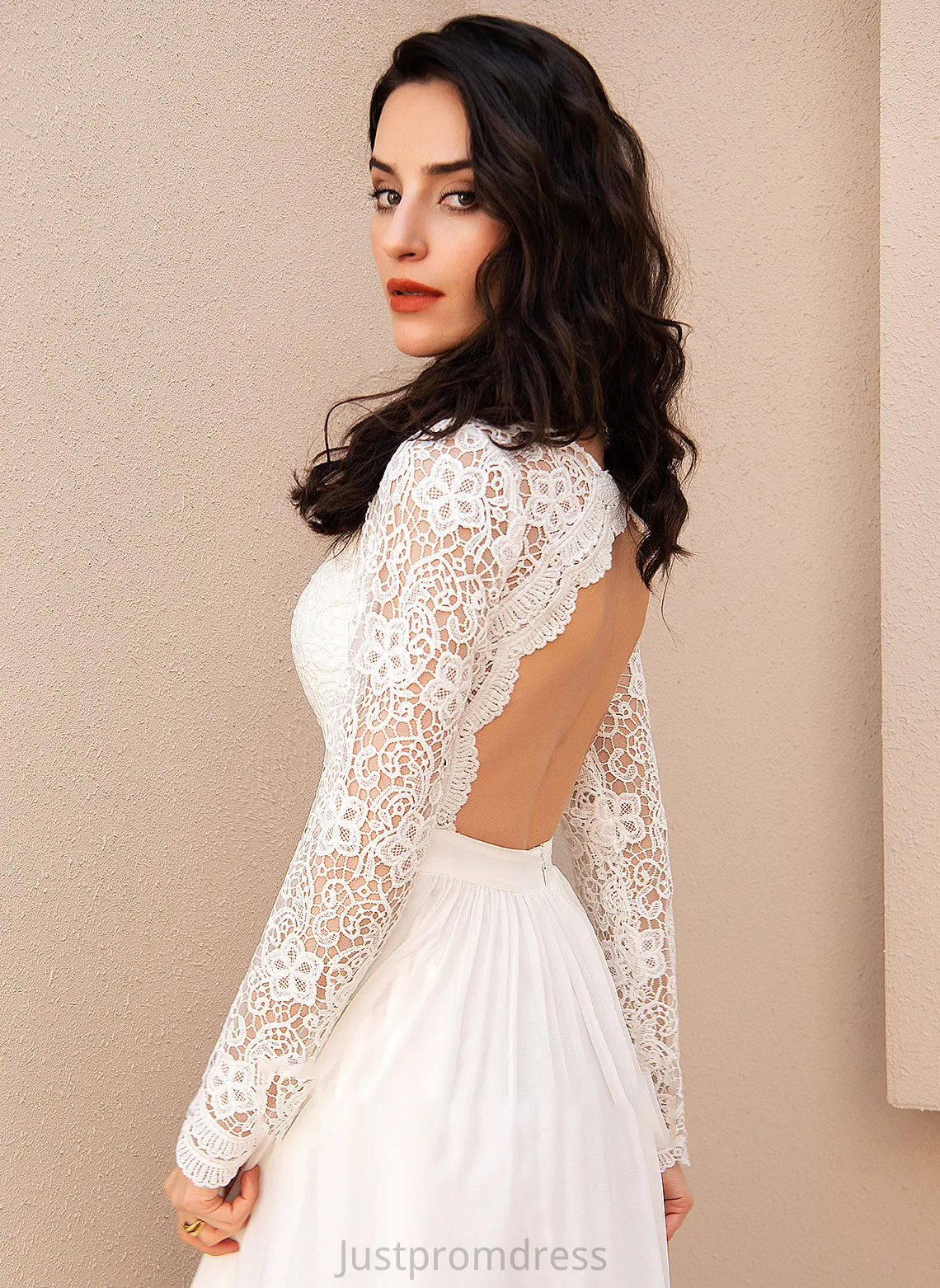 Amina Chiffon With A-Line Wedding Wedding Dresses Lace Dress Floor-Length V-neck