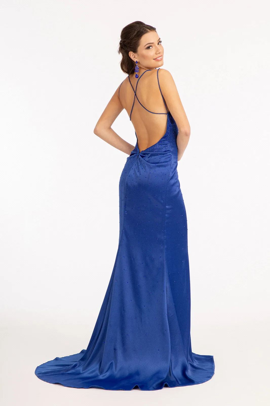 Beads Embellished Satin Mermaid Dress
