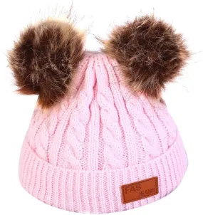 Beanie Hats for Women Winter Hats Womens Knitted Slouchy Beanies Cuffed Skull Cap Warm Hat with Faux Fur Pom