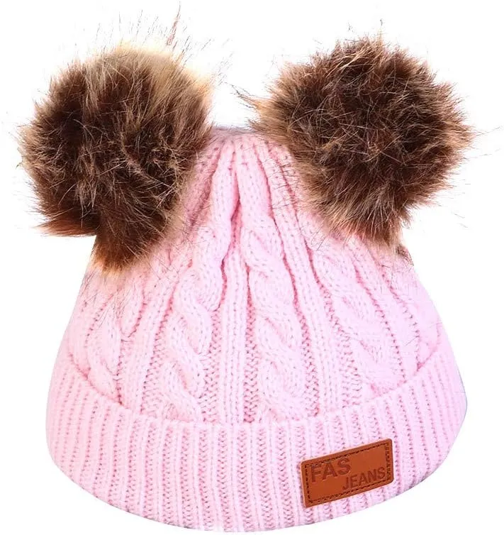 Beanie Hats for Women Winter Hats Womens Knitted Slouchy Beanies Cuffed Skull Cap Warm Hat with Faux Fur Pom