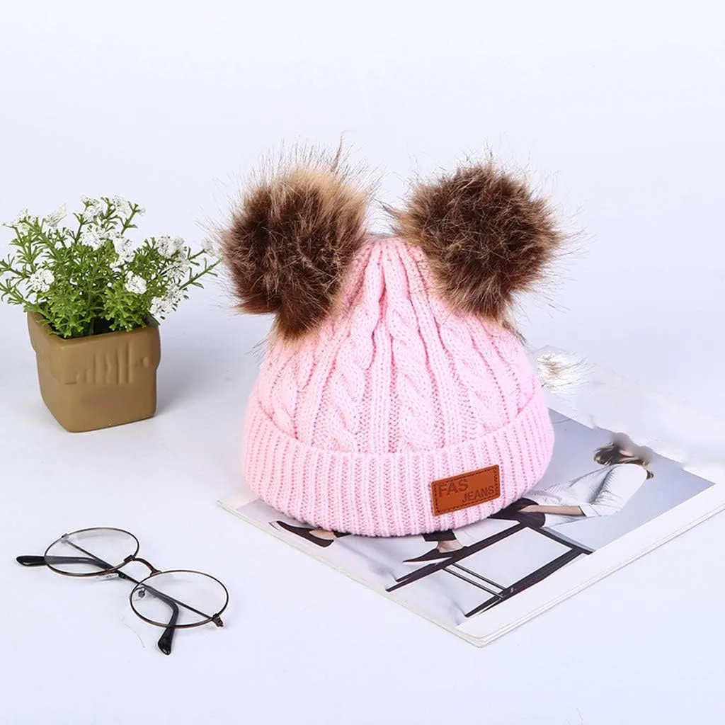 Beanie Hats for Women Winter Hats Womens Knitted Slouchy Beanies Cuffed Skull Cap Warm Hat with Faux Fur Pom