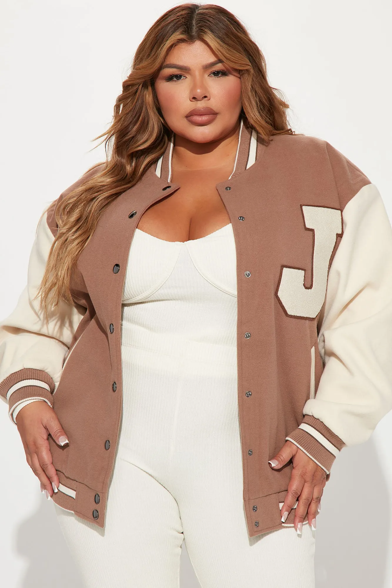 Best In Class ″J″ Varsity Jacket - Mocha/combo