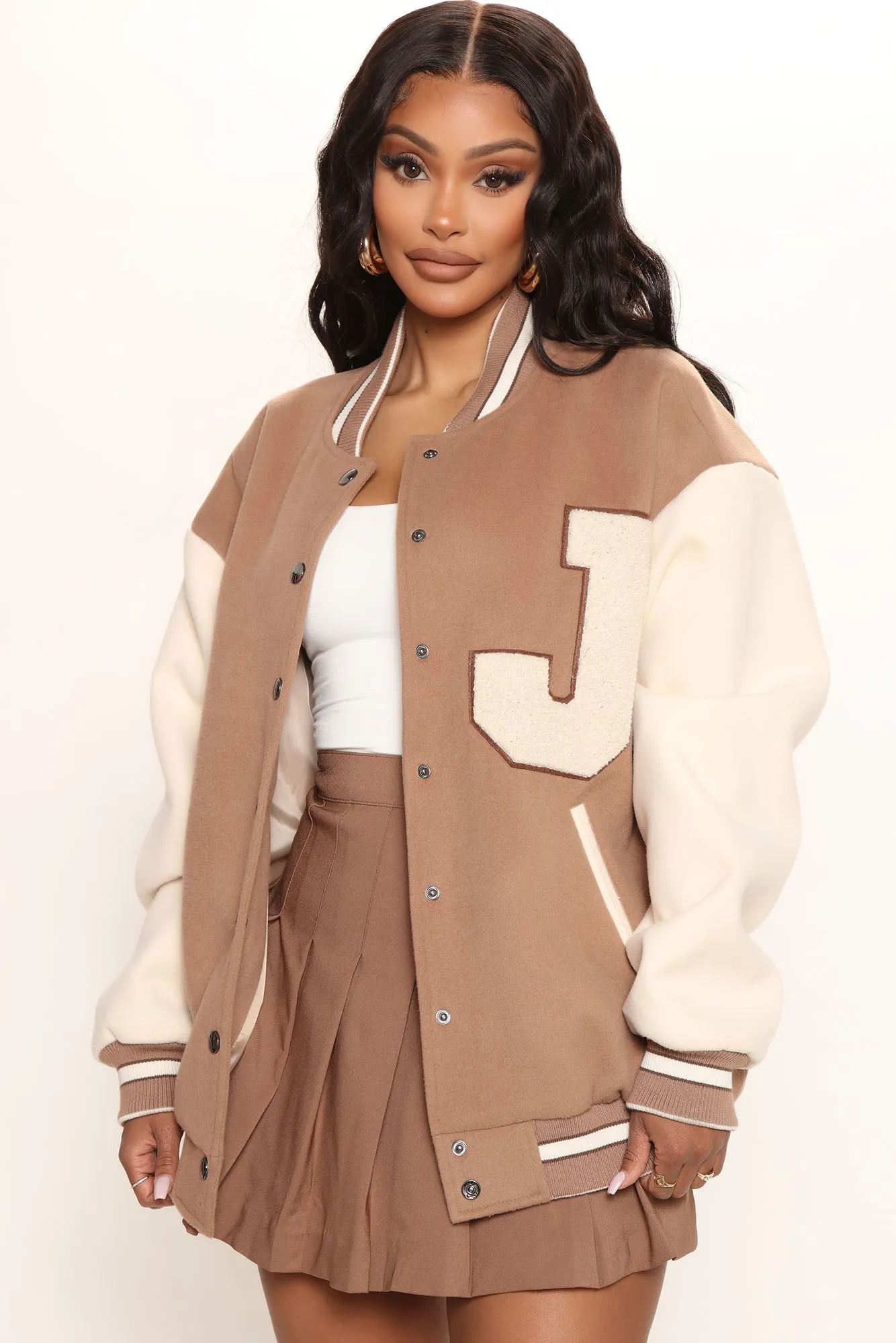 Best In Class ″J″ Varsity Jacket - Mocha/combo