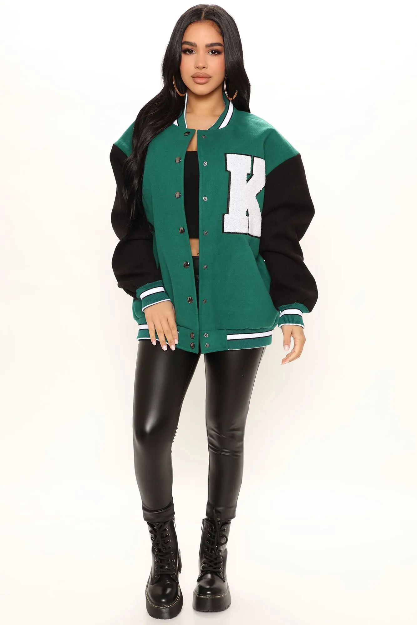 Best In Class ″K″ Varsity Jacket - Green/combo