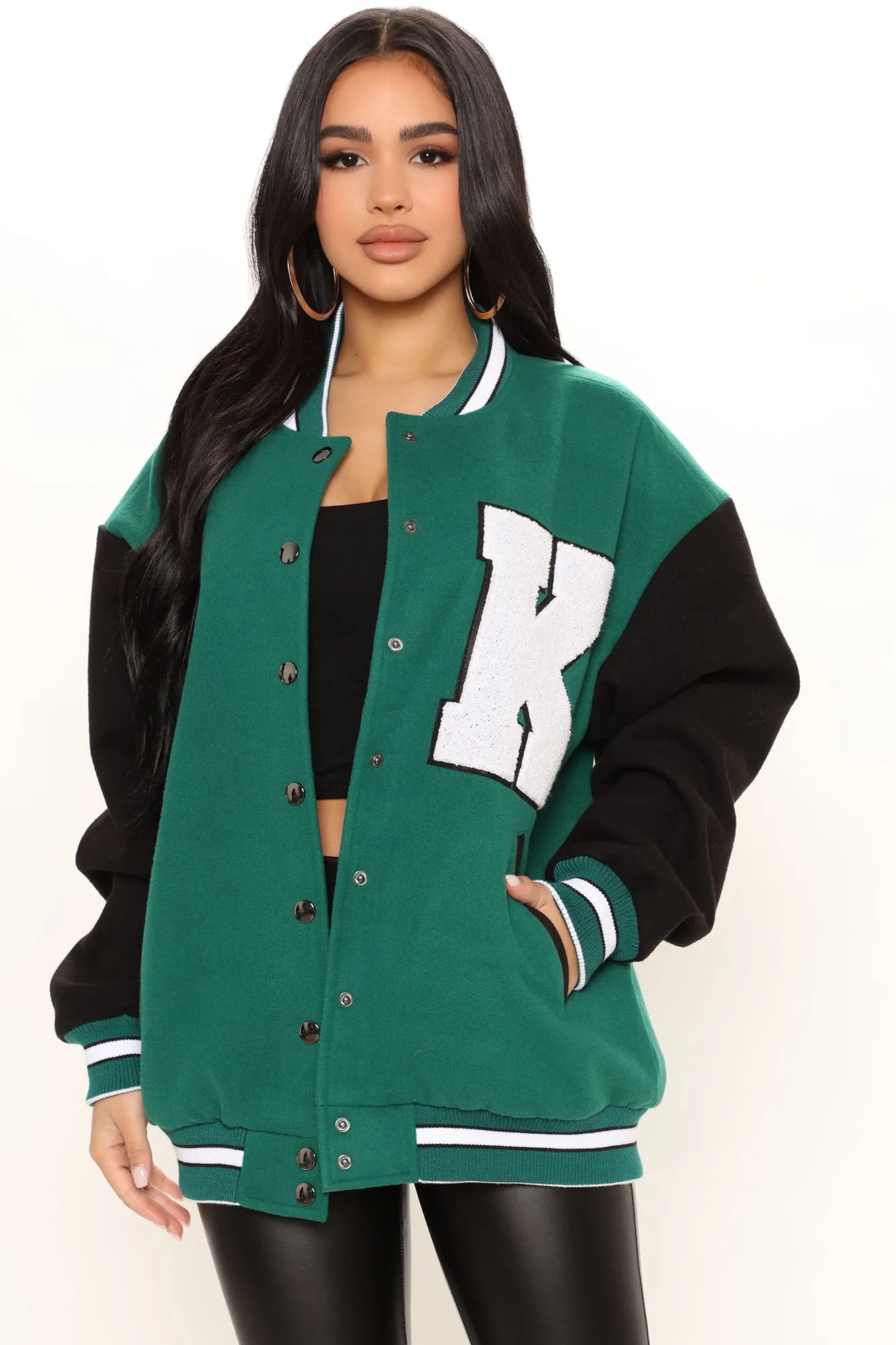 Best In Class ″K″ Varsity Jacket - Green/combo