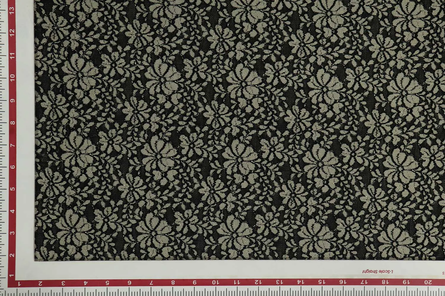 Black & Cream Floral Lace Polyester Fabric