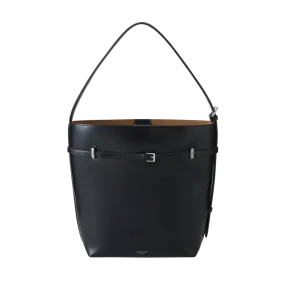 Black Belted Leather Tote Bag
