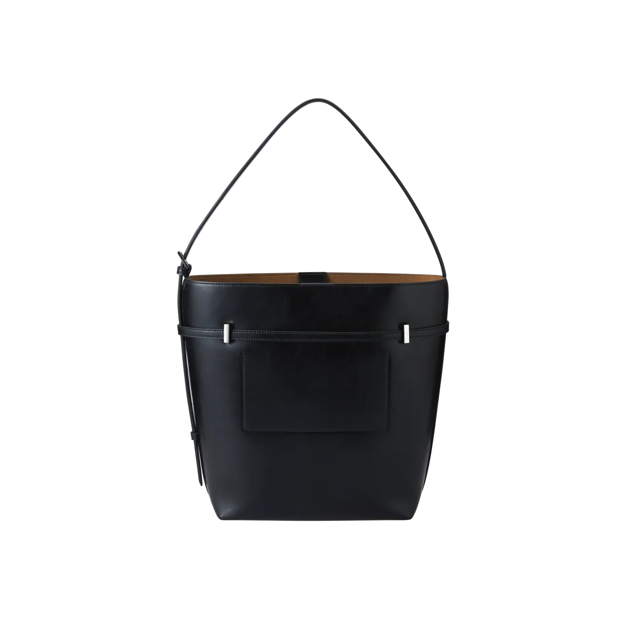Black Belted Leather Tote Bag