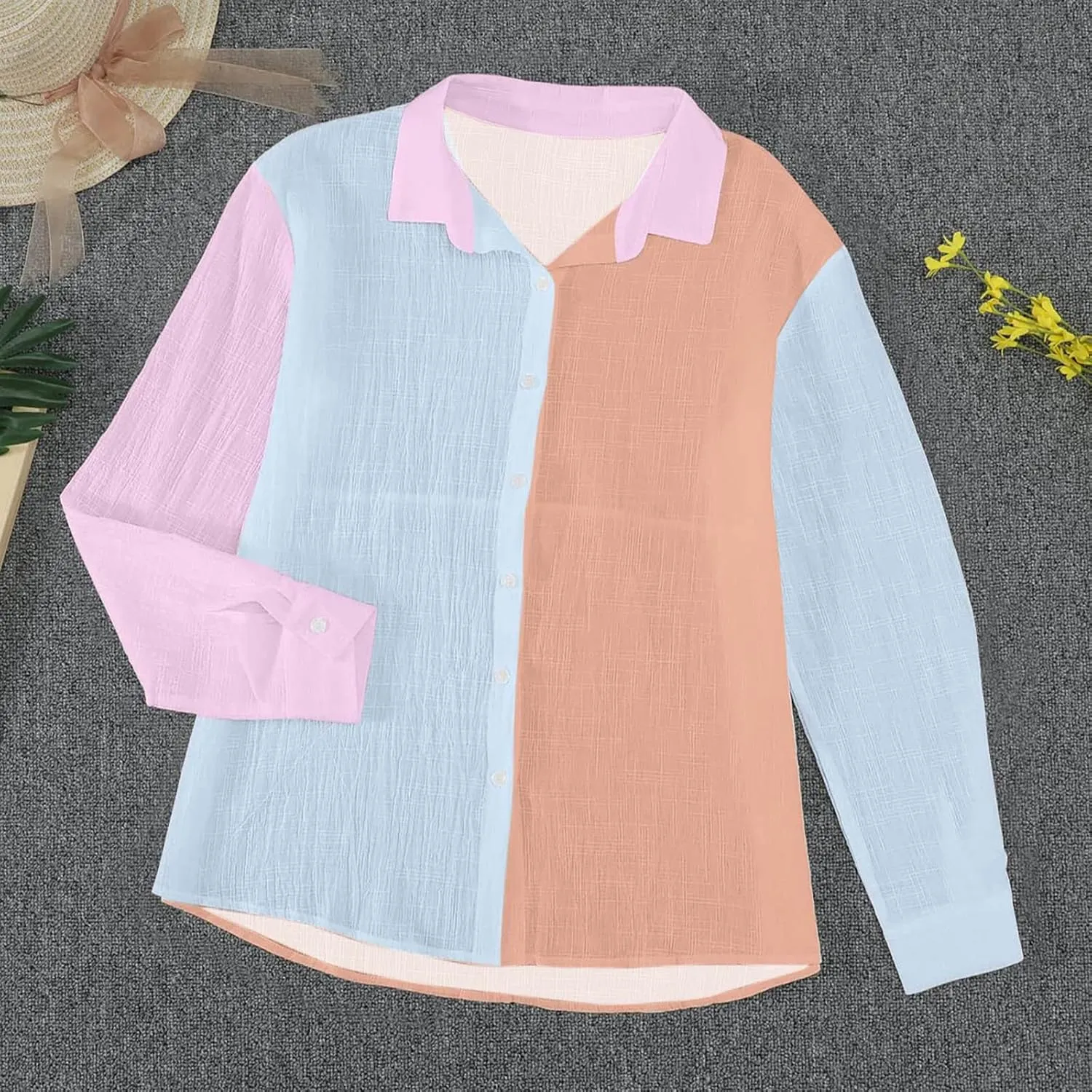 Blouses & Button-Down Shirts Women Long Sleeve Blouse Summer Dressy Tops Beach Hawaiian T-Shirt Vacation Outfits