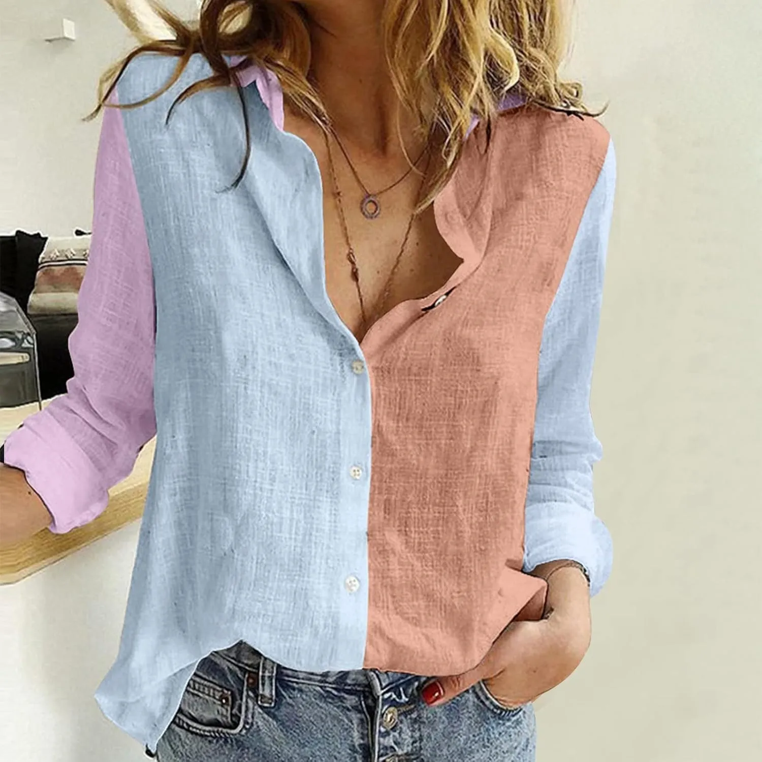 Blouses & Button-Down Shirts Women Long Sleeve Blouse Summer Dressy Tops Beach Hawaiian T-Shirt Vacation Outfits