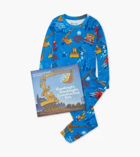 Books to Bed Fitted Two-Piece Pajamas & Book Set - Goodnight Construction Site