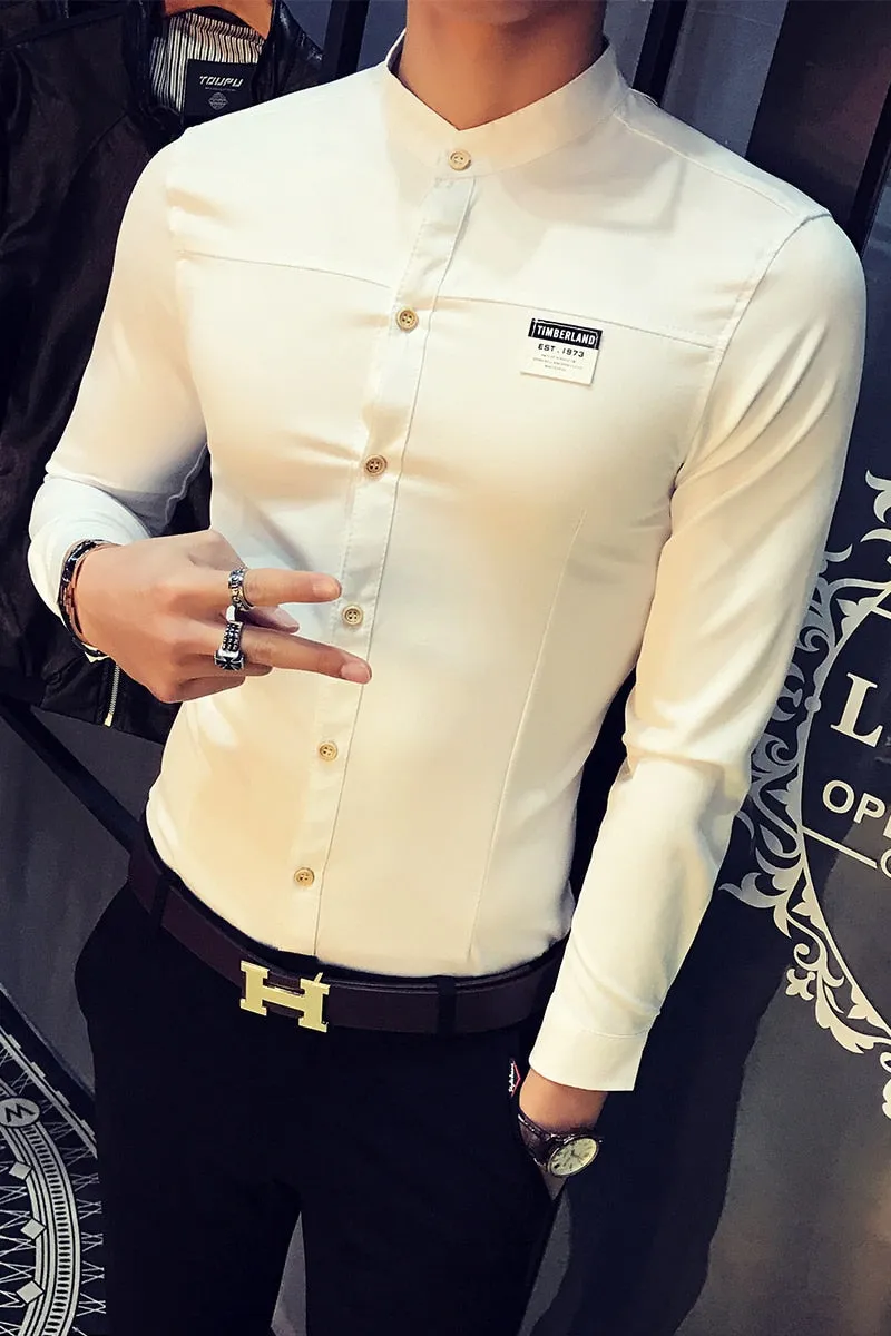 British Long Sleeve Turn Down Collar Casual Shirts