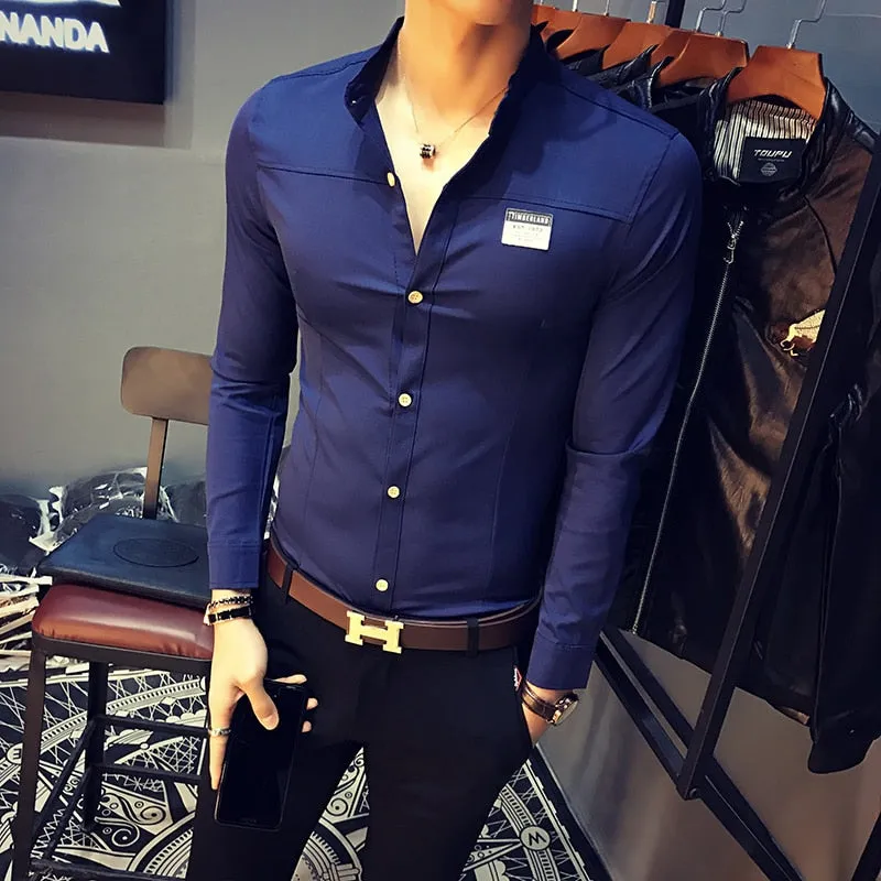 British Long Sleeve Turn Down Collar Casual Shirts