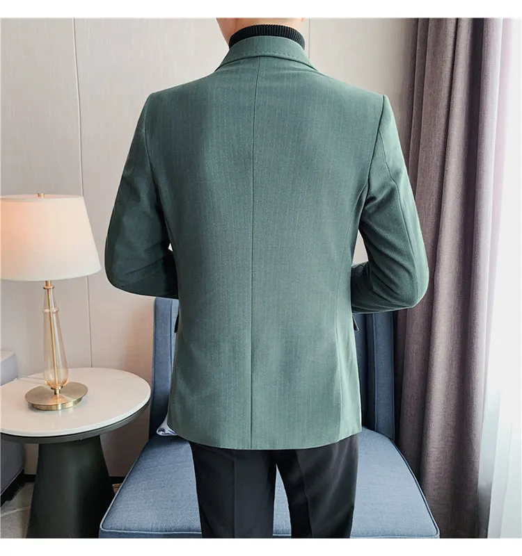 Business Men Double Breasted Stripes Blazers