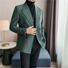 Business Men Double Breasted Stripes Blazers