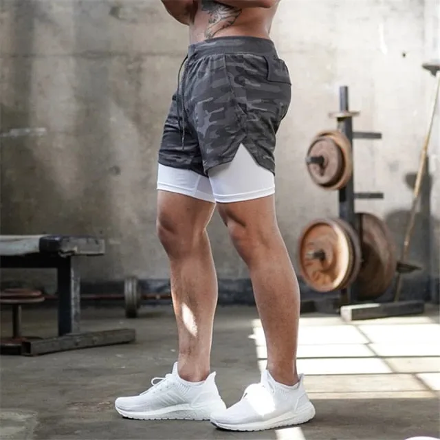 Camo Running Shorts Men 2 In 1