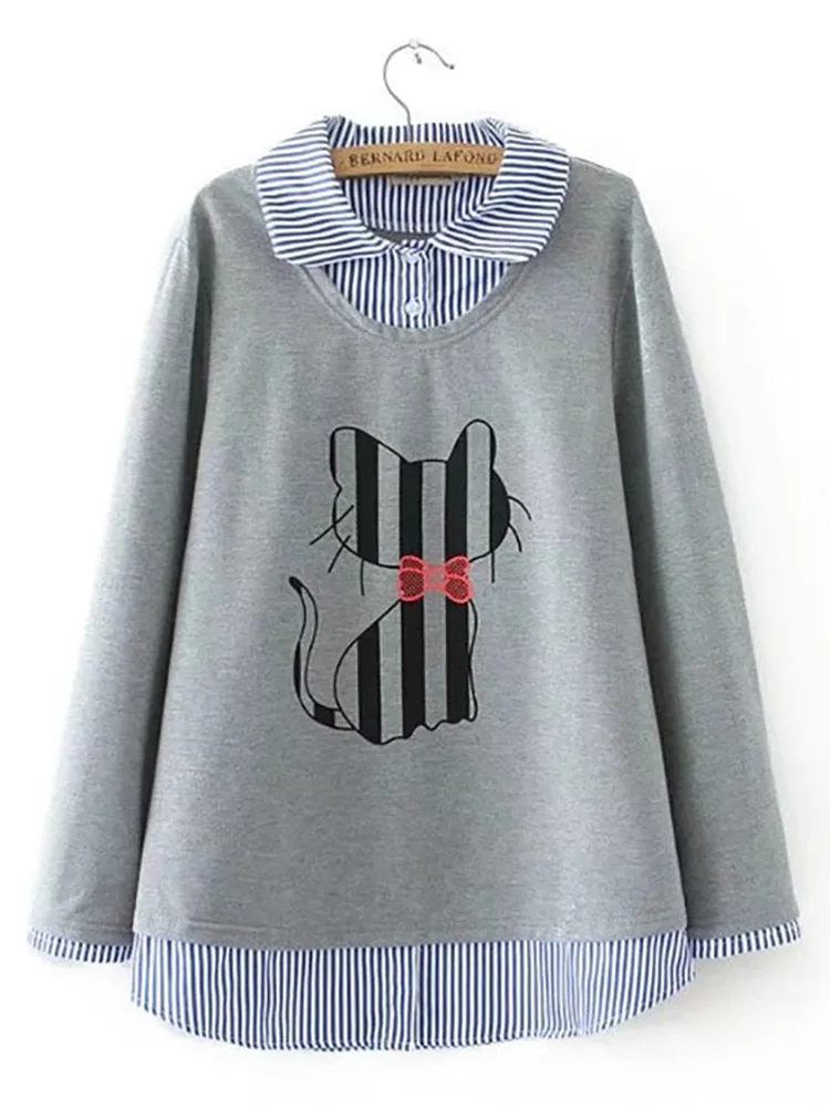 Casual Printed Cat Shirts