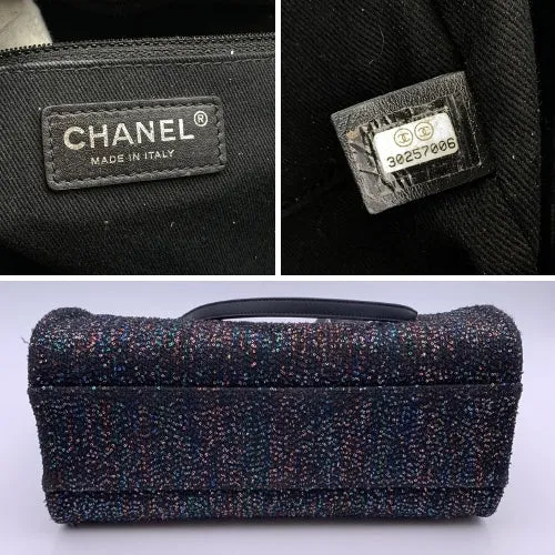 CHANEL Black Sequin Sparkle Canvas Medium Deauville Tote Bag